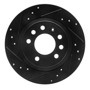 Pontiac Solstice Brake Rotor (1) - Rear Left - R1 Concepts - Drilled & Slotted - Black - `06-`10